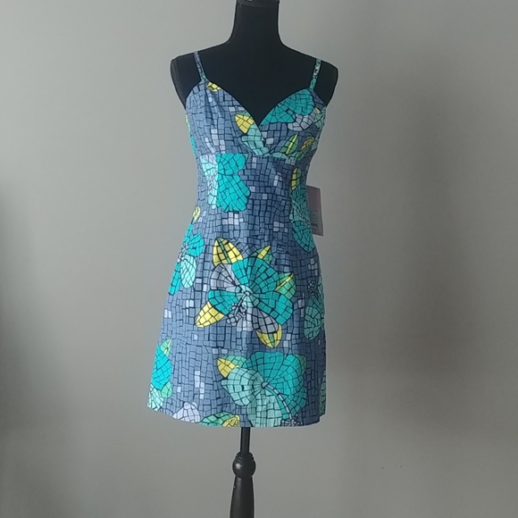 Lilly Pulitzer Dresses & Skirts - Lilly Pulitzer Cotton/Spandex Blue Mosaic Butterfly Summer Dress sz 8 NWT